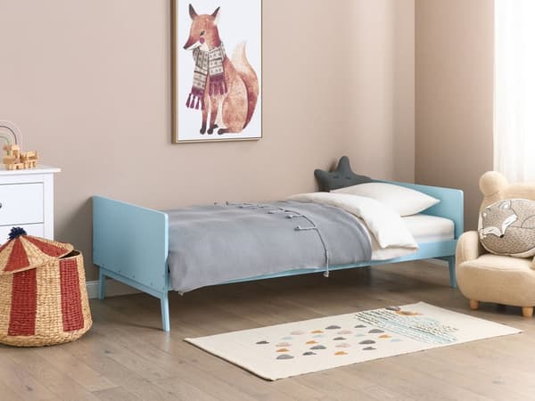 Enkeltseng Lyseblå Træ 90 x 200 cm Design Sengeramme Enkeltmands Seng Juniorseng Træseng