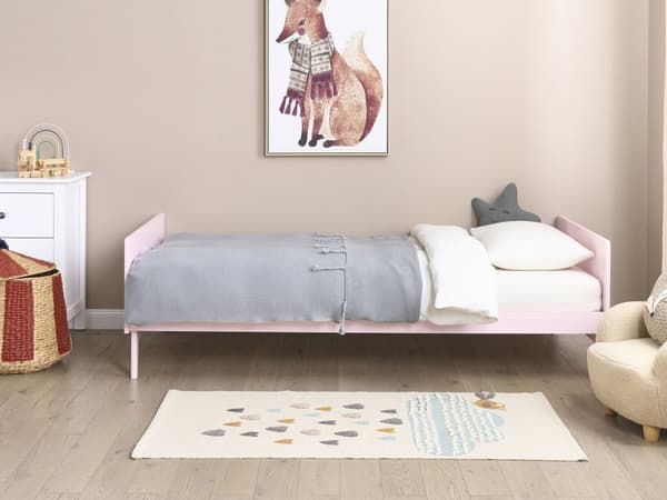 Enkeltseng Lyserød Træ 90 x 200 cm Design Sengeramme Enkeltmands Seng Juniorseng Træseng
