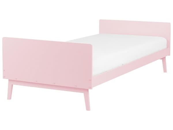 Enkeltseng Lyserød Træ 90 x 200 cm Design Sengeramme Enkeltmands Seng Juniorseng Træseng