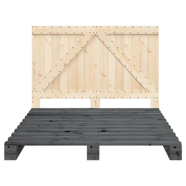 vidaXL Sengeramme med hodegavl grå 140x200 cm heltre furu