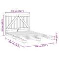 Miniatyrbilde 10 av 11: vidaXL Sengeramme med hodegavl grå 140x200 cm heltre furu