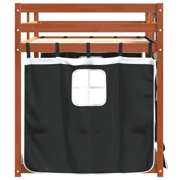 vidaXL Loftsäng med gardiner vit&svart 90x190 cm massiv furu