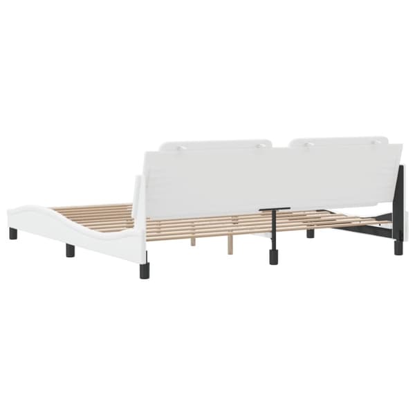 vidaXL Sängynrunko päädyllä valkoinen 200x200 cm keinonahka