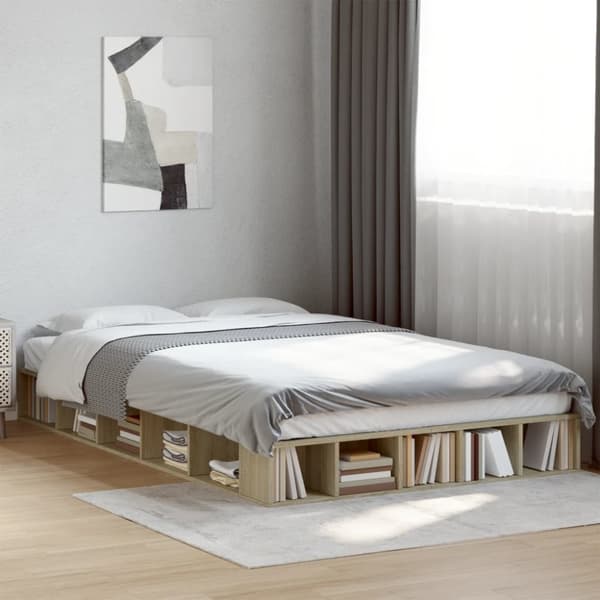 vidaXL sengestel 120x200 cm konstrueret træ sonoma-eg