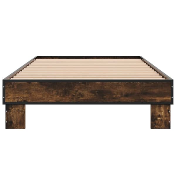 vidaXL Sängynrunko savutammi 90x200 cm tekninen puu ja metalli