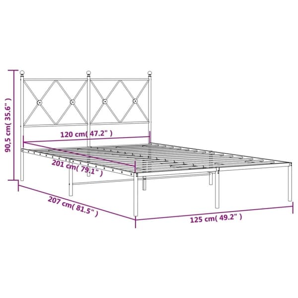 vidaXL sengeramme med sengegavl 120x200 cm metal hvid
