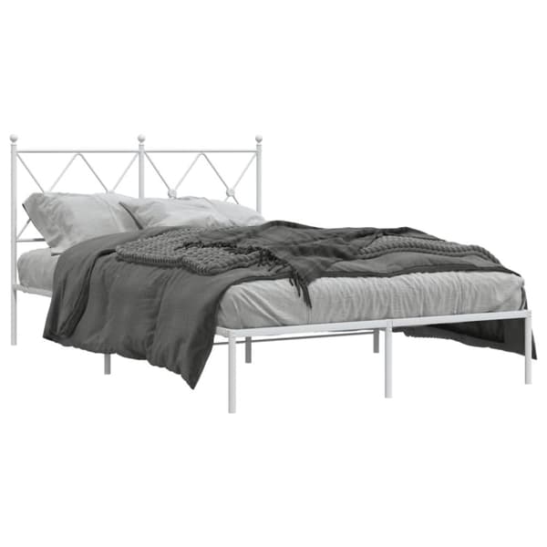 vidaXL sengeramme med sengegavl 120x200 cm metal hvid