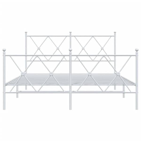 vidaXL Sengeramme i metall med hode- og fotgavl hvit 137x190 cm