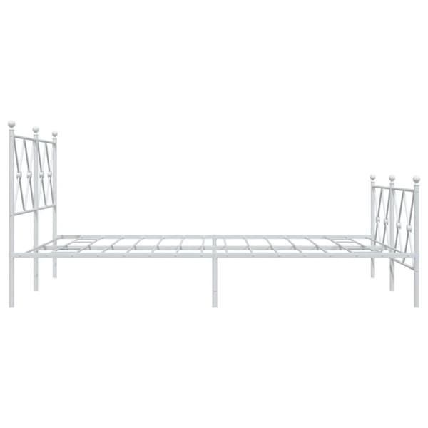 vidaXL Sengeramme i metall med hode- og fotgavl hvit 137x190 cm