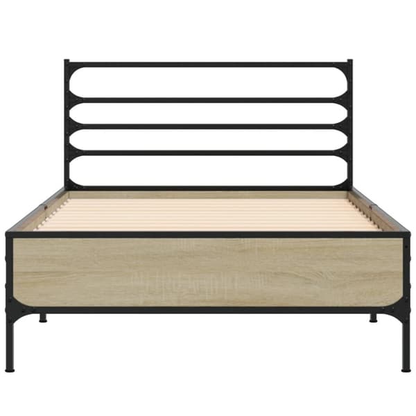vidaXL Sängram sonoma-ek 90x190 cm konstruerat trä och metall