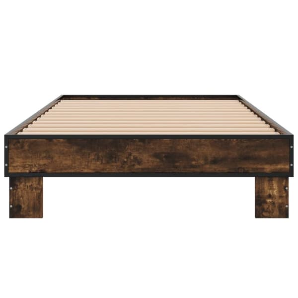 vidaXL Sengeramme røkt eik 100x200 cm konstruert tre og metall