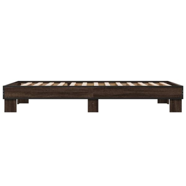 vidaXL Sängram brun ek 90x200 cm konstruerat trä och metall