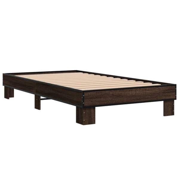 vidaXL Sängram brun ek 90x200 cm konstruerat trä och metall