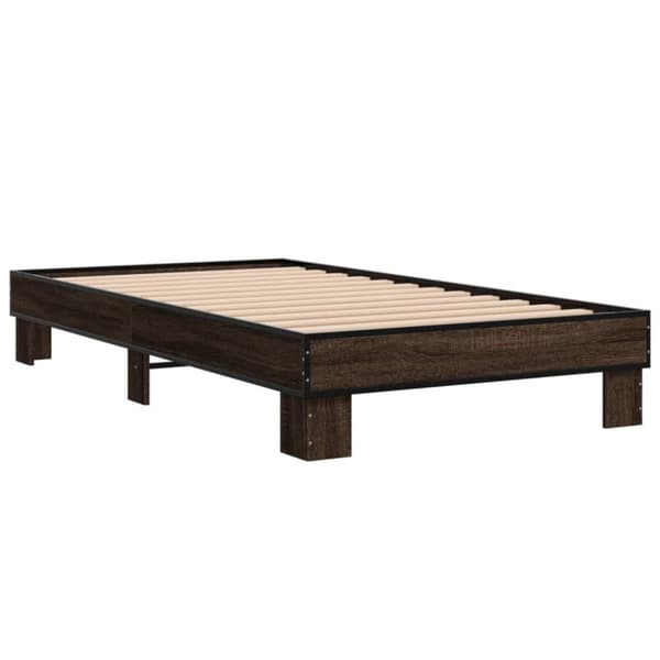 vidaXL Sängram brun ek 90x200 cm konstruerat trä och metall