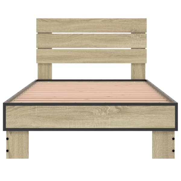 vidaXL Sengeramme sonoma eik 90x190 cm konstruert tre og metall