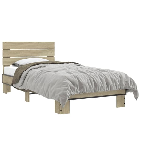 vidaXL Sengeramme sonoma eik 90x190 cm konstruert tre og metall