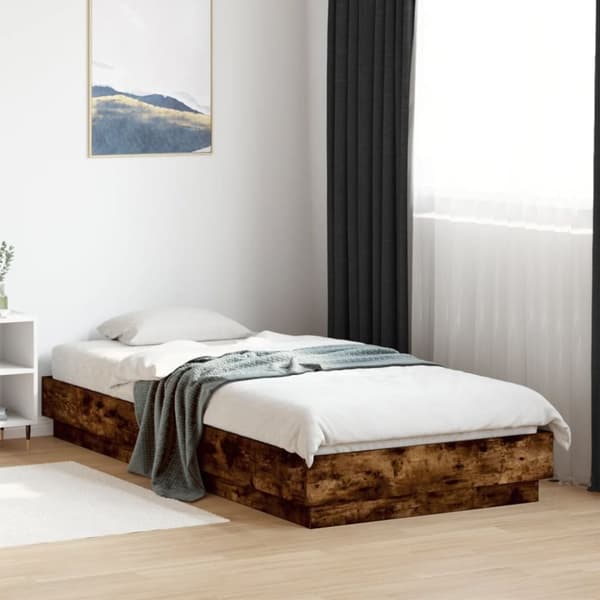 vidaXL Sengeramme uten madrass røkt eik 100x200 cm konstruert tre