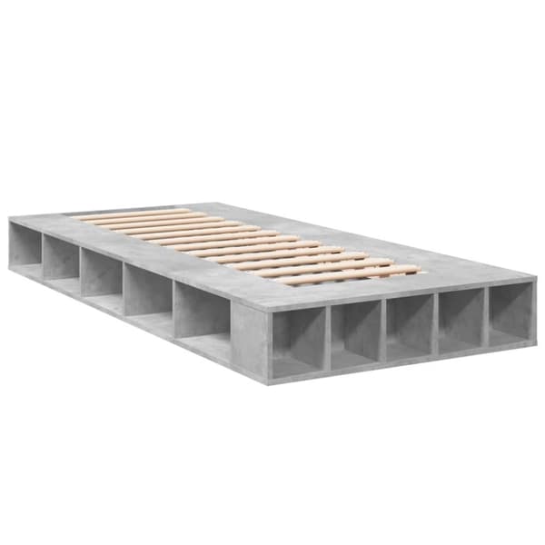 vidaXL Sängram betonggrå 90x200 cm konstruerad trä