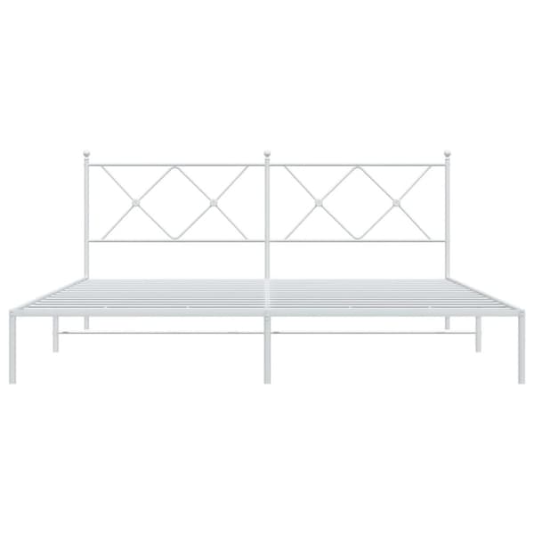 vidaXL Sengeramme i metall med hodegavl hvit 183x213 cm