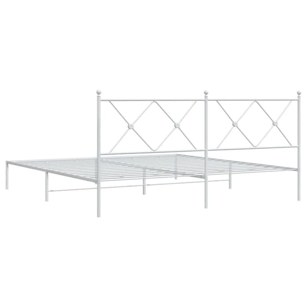 vidaXL Sengeramme i metall med hodegavl hvit 183x213 cm