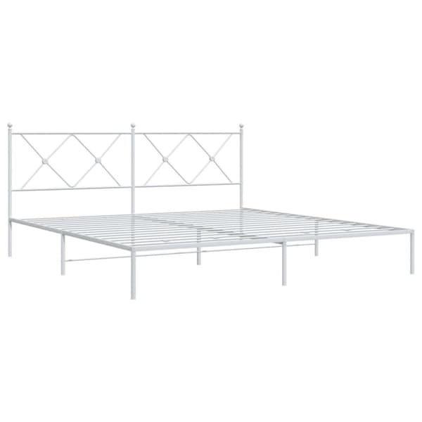 vidaXL Sengeramme i metall med hodegavl hvit 183x213 cm