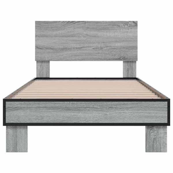vidaXL Sengeramme grå sonoma 75x190 cm konstruert tre og metall