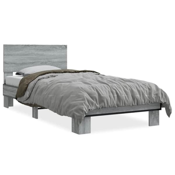vidaXL Sengeramme grå sonoma 75x190 cm konstruert tre og metall