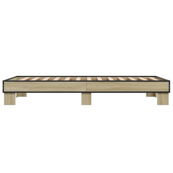 vidaXL sengeramme 90x190 cm konstrueret træ og metal sonoma-eg