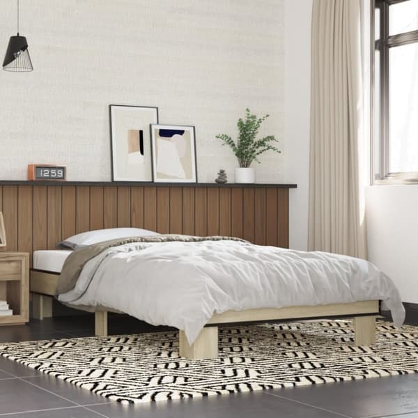 vidaXL sengeramme 90x190 cm konstrueret træ og metal sonoma-eg