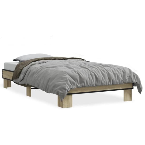 vidaXL sengeramme 90x190 cm konstrueret træ og metal sonoma-eg