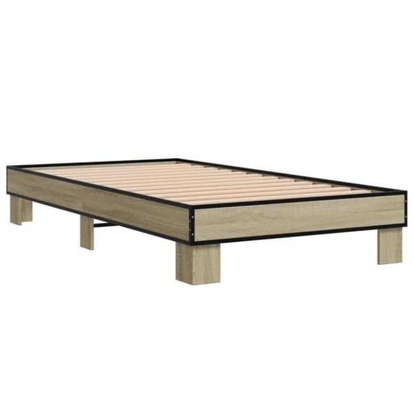 vidaXL sengeramme 90x190 cm konstrueret træ og metal sonoma-eg