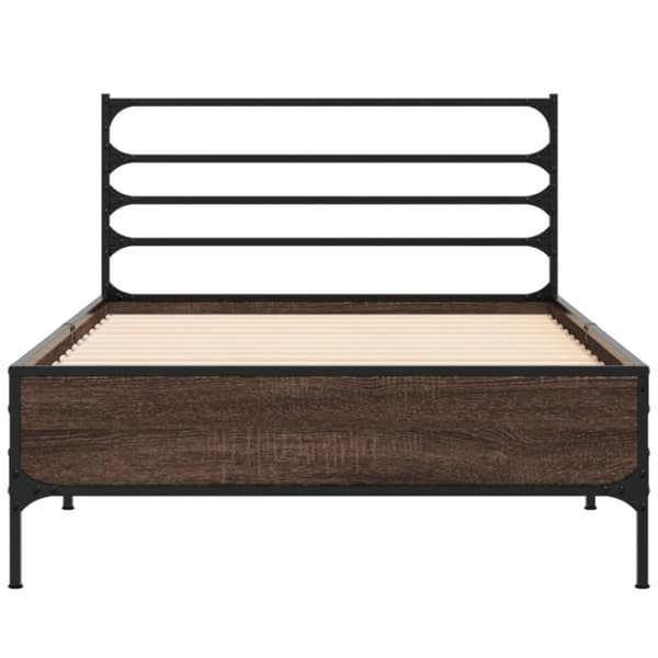 vidaXL Sengeramme brun eik 90x200 cm konstruert tre og metall