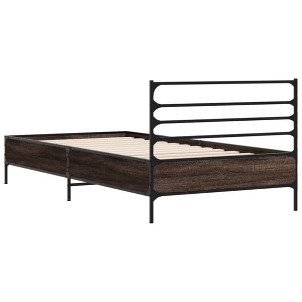 vidaXL Sengeramme brun eik 90x200 cm konstruert tre og metall