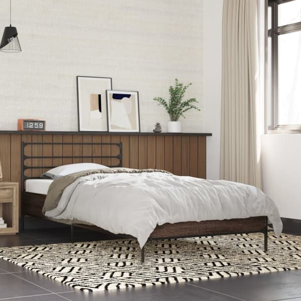 vidaXL Sengeramme brun eik 90x200 cm konstruert tre og metall