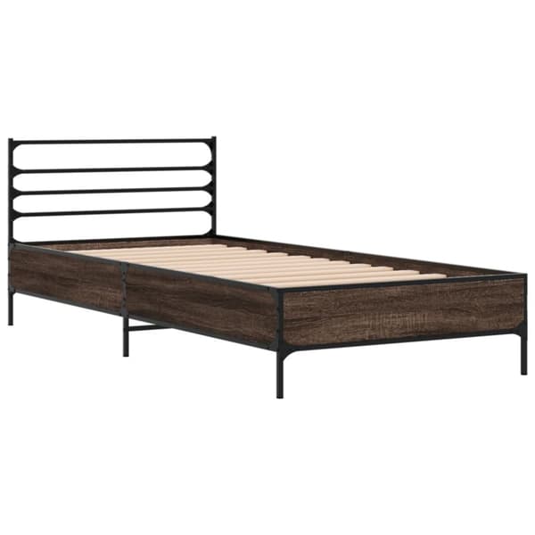 vidaXL Sengeramme brun eik 90x200 cm konstruert tre og metall