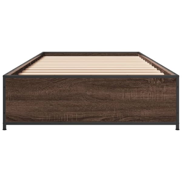 vidaXL Sängram brun ek 75x190 cm konstruerat trä och metall