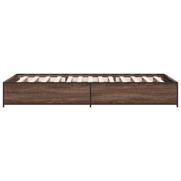 vidaXL Sängram brun ek 75x190 cm konstruerat trä och metall