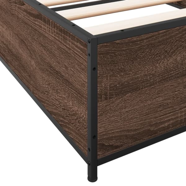 vidaXL Sängram brun ek 75x190 cm konstruerat trä och metall
