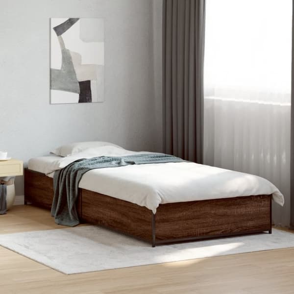 vidaXL Sengeramme brun eik 75x190 cm konstruert tre og metall