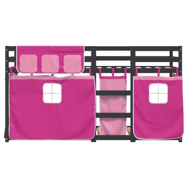 vidaXL Loftsäng med rutschkana rosa 90x200 cm massiv furu