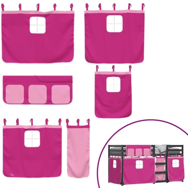 vidaXL Loftsäng med rutschkana rosa 90x200 cm massiv furu