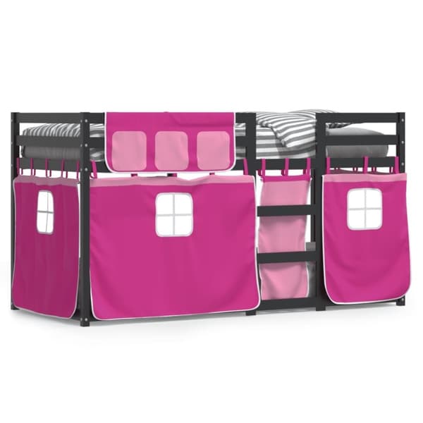 vidaXL Loftsäng med rutschkana rosa 90x200 cm massiv furu