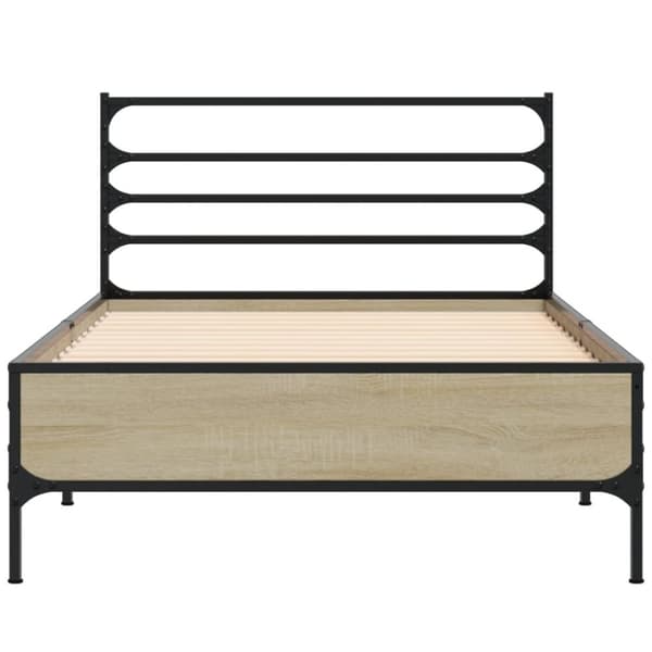 vidaXL Sengeramme sonoma eik 75x190 cm konstruert tre og metall