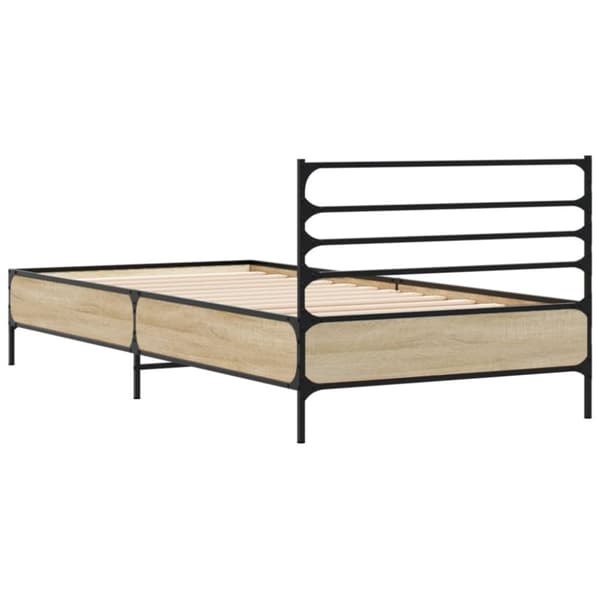 vidaXL Sengeramme sonoma eik 75x190 cm konstruert tre og metall