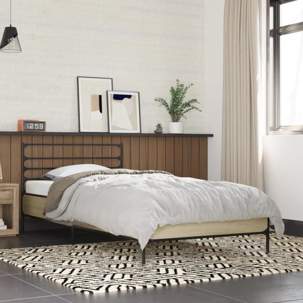 vidaXL Sengeramme sonoma eik 75x190 cm konstruert tre og metall