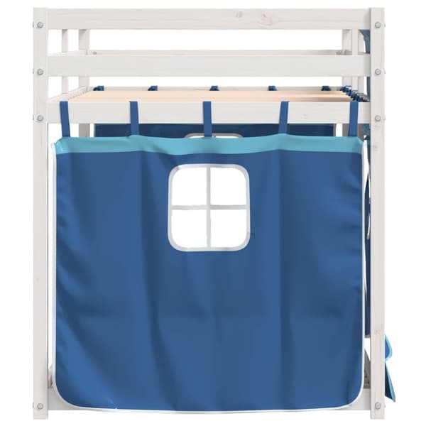 vidaXL køjeseng med gardiner 90x190 cm massivt fyrretræ blå