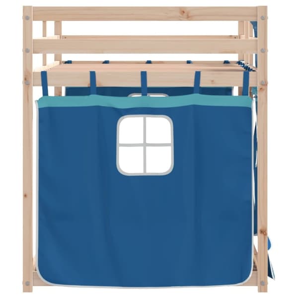vidaXL Loftsäng med rutschkana blå 90x200 cm massiv furu