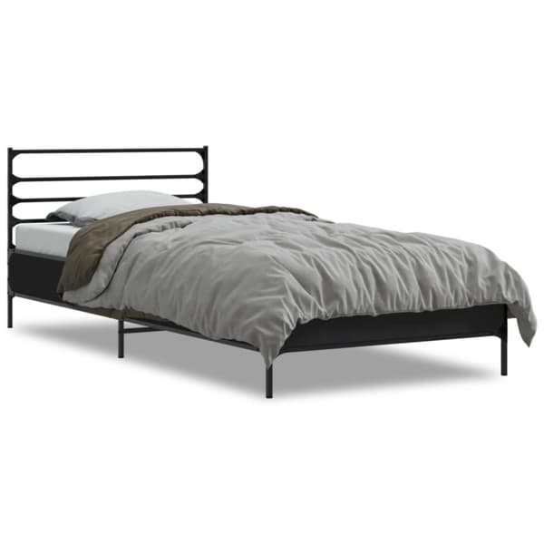 vidaXL Sengeramme svart 75x190 cm konstruert tre og metall