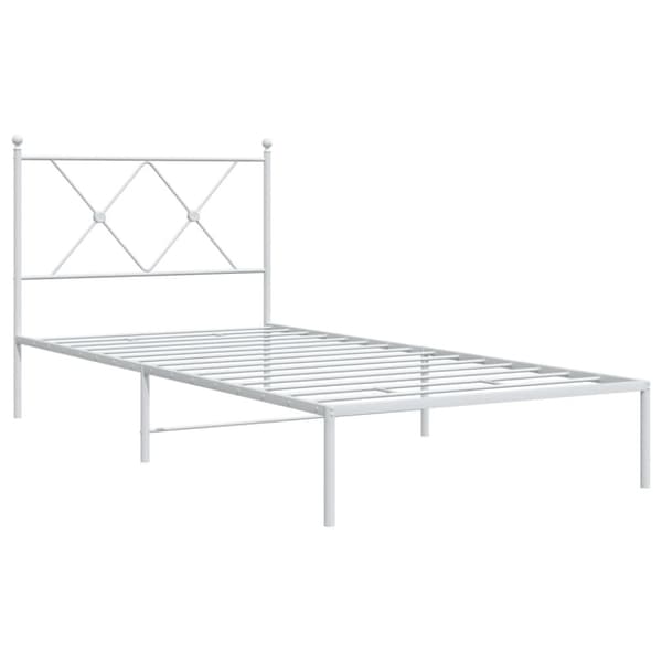 vidaXL Metallinen sängynrunko päädyllä valkoinen 90x190 cm