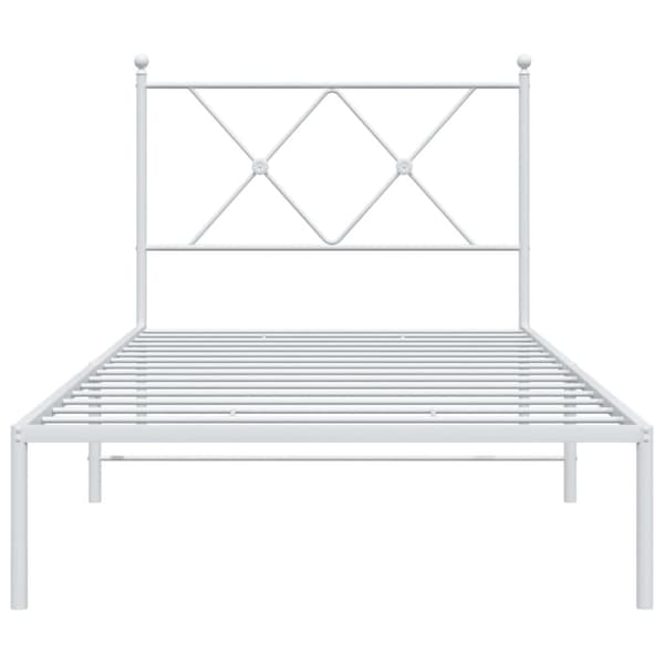 vidaXL Sengeramme i metall med hodegavl hvit 90x190 cm